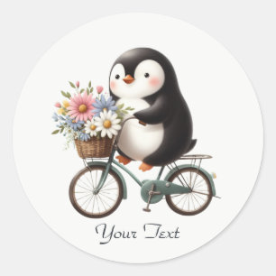 Redondo Adesivo de Pinguim de Bicicleta Floral