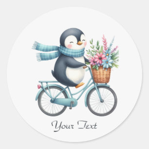Redondo Adesivo de Pinguim de Bicicleta Floral