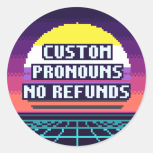 Redondo Adesivo de Pixel com Pronomes Personalizados, Sem 