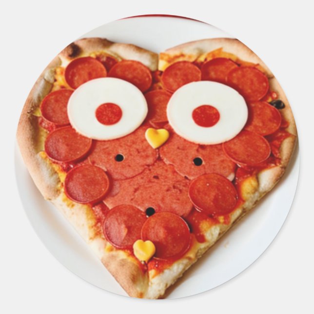 Redondo Adesivo de Pizza em Forma de Coração - Comida Dive (Frente)
