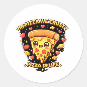 Redondo Adesivo de Pizza Kawaii Fofa – Na Pizza Nós Crust