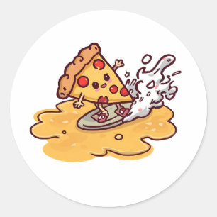 Redondo Adesivo de Pizza Kawaii Fofo engraçado e cheio de