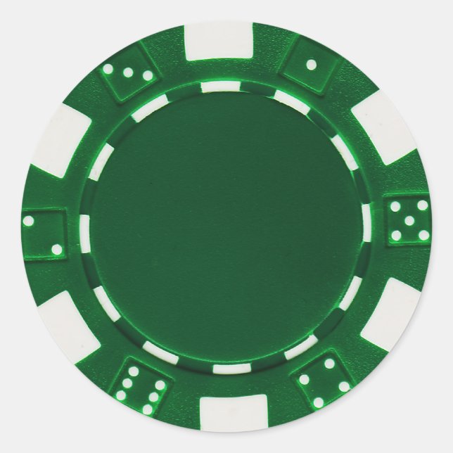 Redondo adesivo de pokerchip verde (Frente)