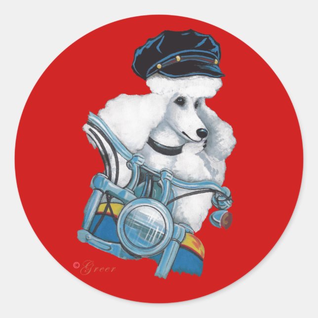 Redondo Adesivo de poodle de Pintinho branco (Frente)