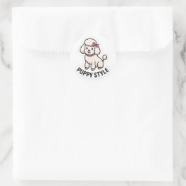 Redondo Adesivo de Poodle Fofo no Estilo Cachorrinho – Ama