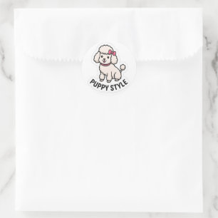 Redondo Adesivo de Poodle Fofo no Estilo Cachorrinho – Ama