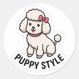 Redondo Adesivo de Poodle Fofo no Estilo Cachorrinho – Ama
