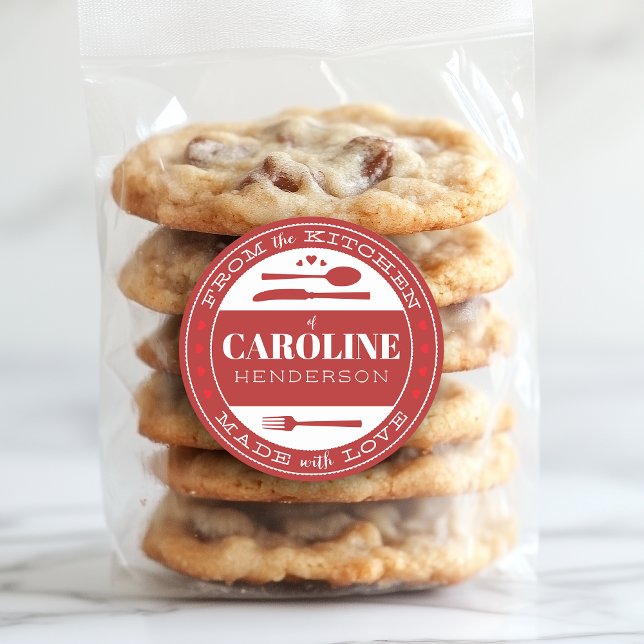 Redondo Adesivo de Presente de Comida Feito com Amor Verme (Criador carregado)