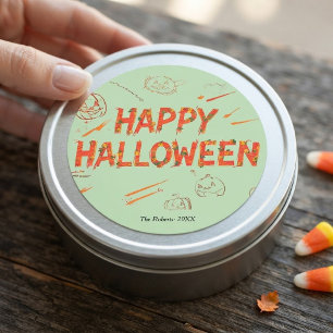 Redondo Adesivo de presente de Halloween Minimalista Hallo