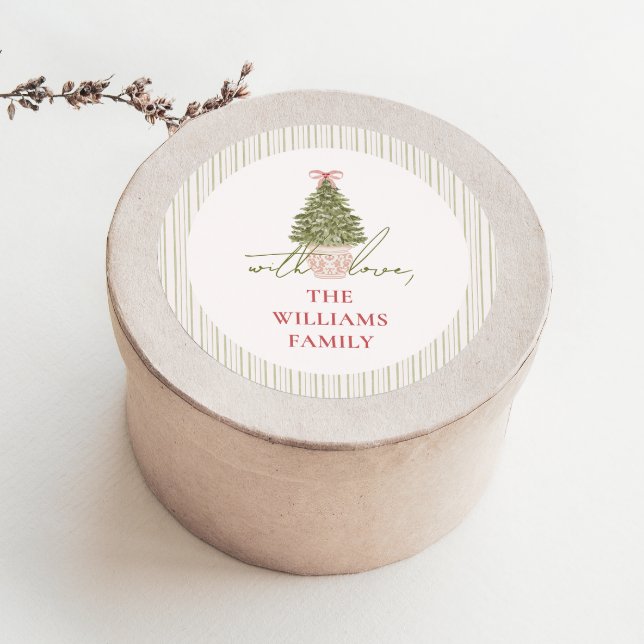 Redondo Adesivo de presente de Natal Chic Grandmillennial (Criador carregado)