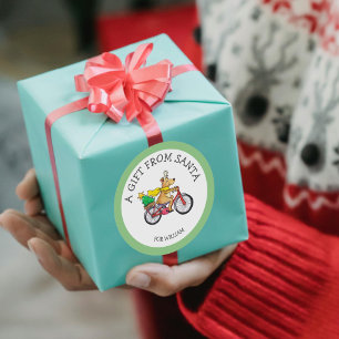 Redondo Adesivo de Presente Personalizado do Papai Noel pa