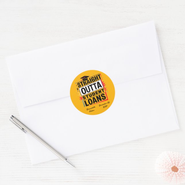 Redondo Adesivo de presente personalizado moderno para gra (Envelope)