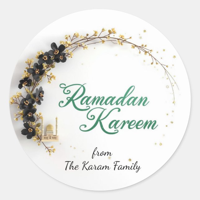 Redondo Adesivo de presente tema Ramadan Kareem para celeb (Frente)