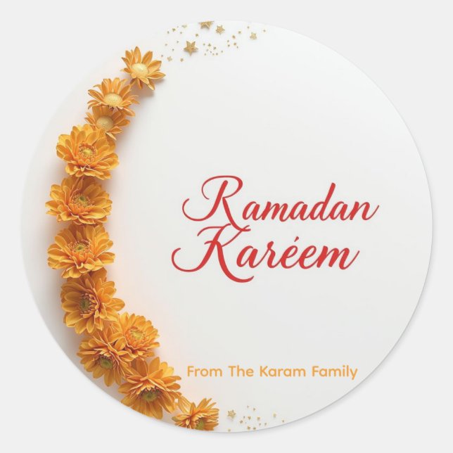 Redondo Adesivo de presente tema Ramadan Kareem para celeb (Frente)