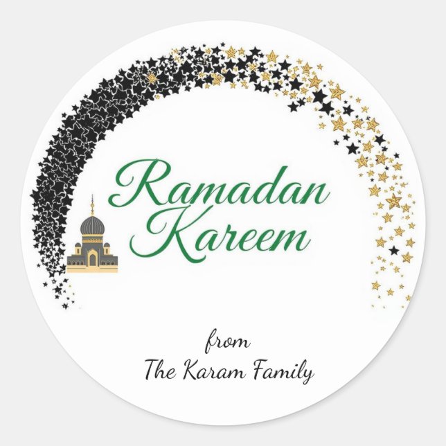 Redondo Adesivo de presente tema Ramadan Kareem para celeb (Frente)