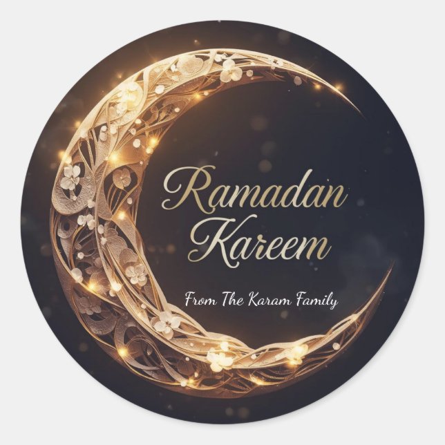 Redondo Adesivo de presente tema Ramadan Kareem para celeb (Frente)