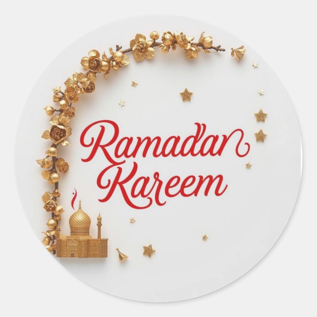 Redondo Adesivo de presente tema Ramadan Kareem para celeb (Frente)