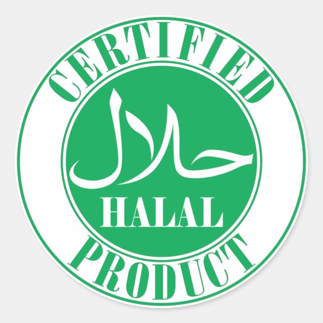 Redondo Adesivo de Produto Halal Certificado – La Halal Is (Frente)