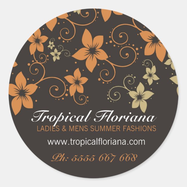 Redondo Adesivo de promoção comercial de moda tropical (Frente)