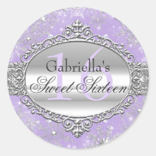 Redondo Adesivo de Purple Snowflake Winter Wonderland Swee