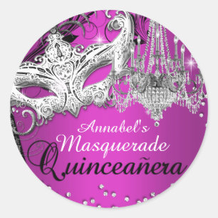 Redondo Adesivo de Quinceanera com Lustre Rosa Quente de M