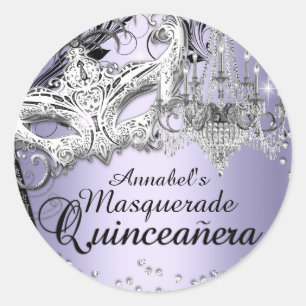 Redondo Adesivo de Quinceanera Roxo Mascarada Lustre