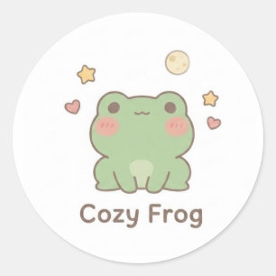Redondo Adesivo de Rã Aconchegante Rã Pastel Kawaii Fofo