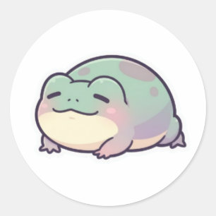 Redondo Adesivo de Rã Sonolenta Cute Rã Cansada Meme Estét