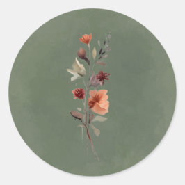 Redondo Adesivo de Ramo Floral Outonal Temperamental