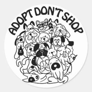 Redondo Adesivo de Resgate de Adoção de Cachorro