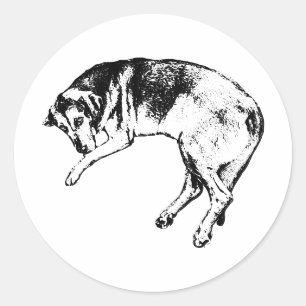 Redondo Adesivo de Rosto de Bloodhound Arte Ink Dog