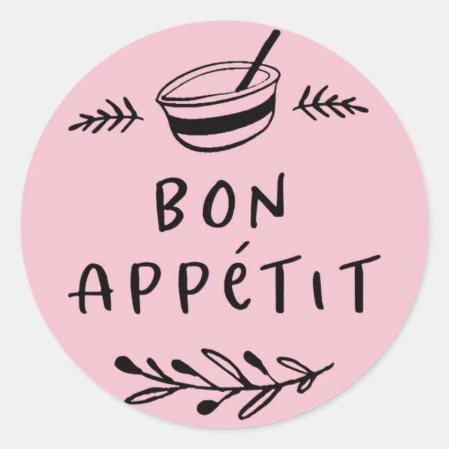 Redondo Adesivo de rótulo Bon Appétit para Pote / Tempero (Frente)