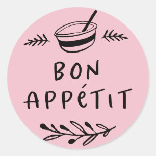 Redondo Adesivo de rótulo Bon Appétit para Pote / Tempero