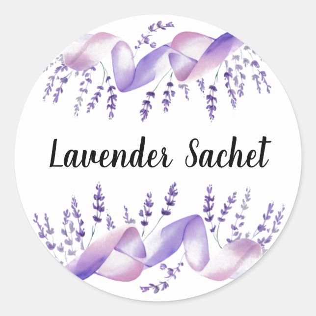 Redondo Adesivo de Sachê de Lavanda Ramalhetes de Lavanda (Frente)