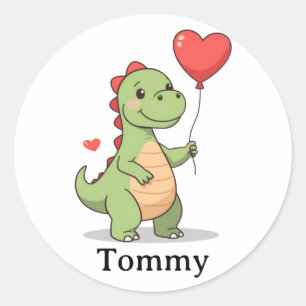 Redondo Adesivo de São Valentim de Dinossauro Fofo para Me