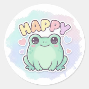 Redondo Adesivo de Sapo Feliz Sapo Fofo Com Corações Kawai