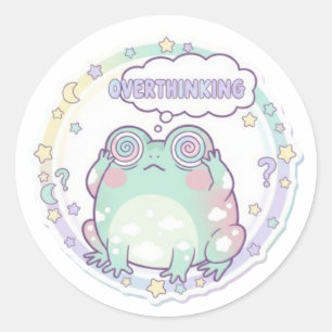 Redondo Adesivo de Sapo Pensativo Cute Sapo Estressado Mem