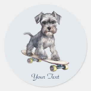 Redondo Adesivo de Schnauzer Miniatura em Aquarela