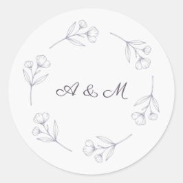 Redondo Adesivo de Selagem de Casamento com Arte de Linha