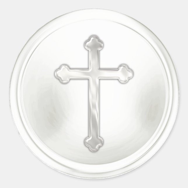 Redondo Adesivo de Selagem de Envelope Branco com Cruz Cin (Frente)