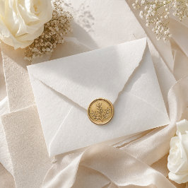Redondo Adesivo de Selo de Cera Botânico Dourado Elegante