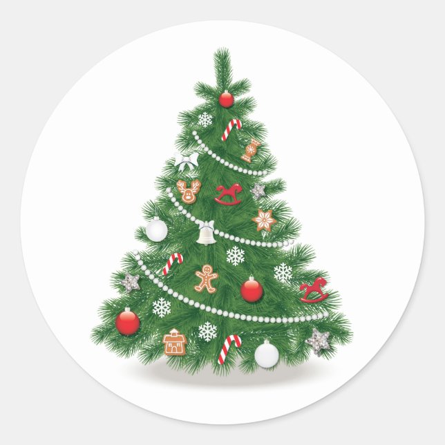 Redondo ADesivo de selo de envelope: ÁRVORE DE NATAL (Frente)