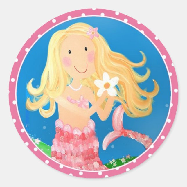 Redondo Adesivo de Sereia Rosa (Frente)