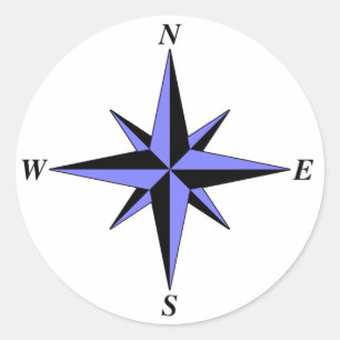 Redondo Adesivo de seta para norte (azul)