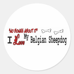 Redondo Adesivo de Sheepdog belga (I Love)