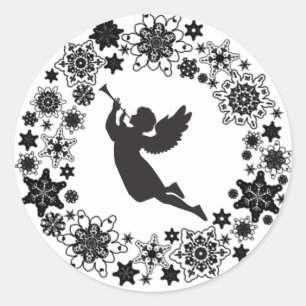 Redondo Adesivo de Silhueta de Anjo de Natal