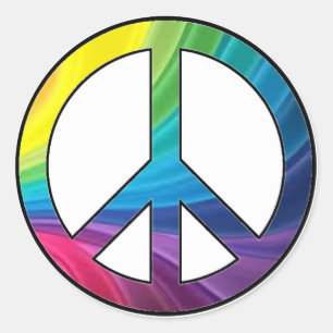 Redondo Adesivo de símbolo da Paz inspirado em Tie Dye lin