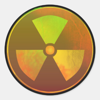 Redondo Adesivo de símbolos nucleares radioativos rachado