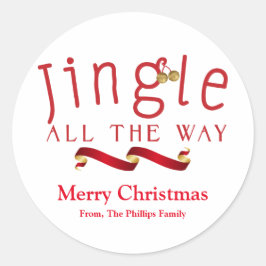 Redondo Adesivo de sino de Natal JINGLE ALL THE WAY