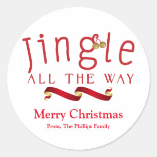 Redondo Adesivo de sino de Natal JINGLE ALL THE WAY